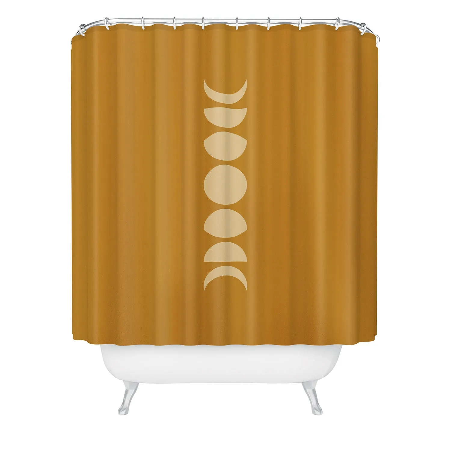 MINIMAL MOON PHASES ORANGE SHOWER CURTAIN