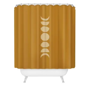 MINIMAL MOON PHASES ORANGE SHOWER CURTAIN