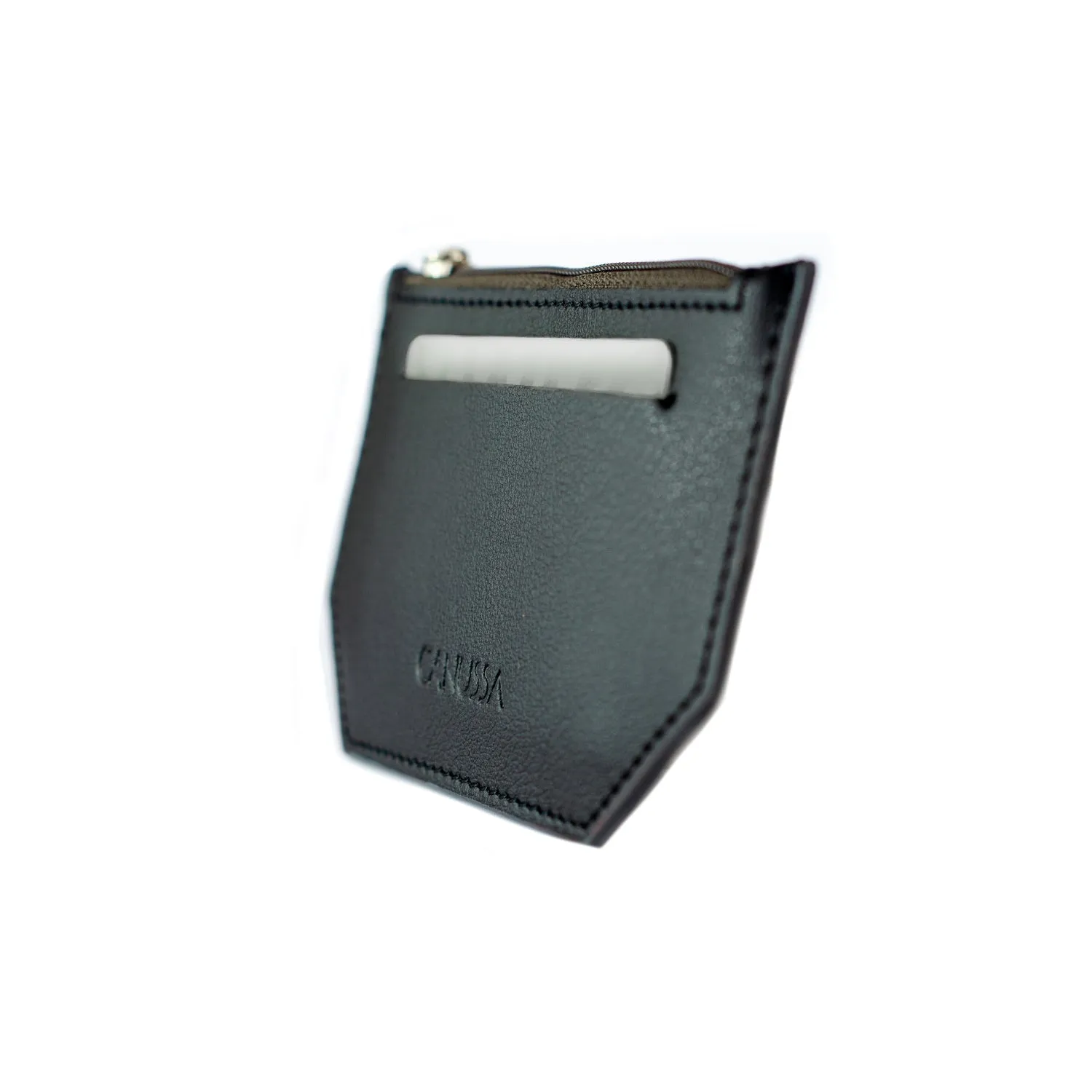 Minimal Vegan Leather Card Holder | Black & Grey