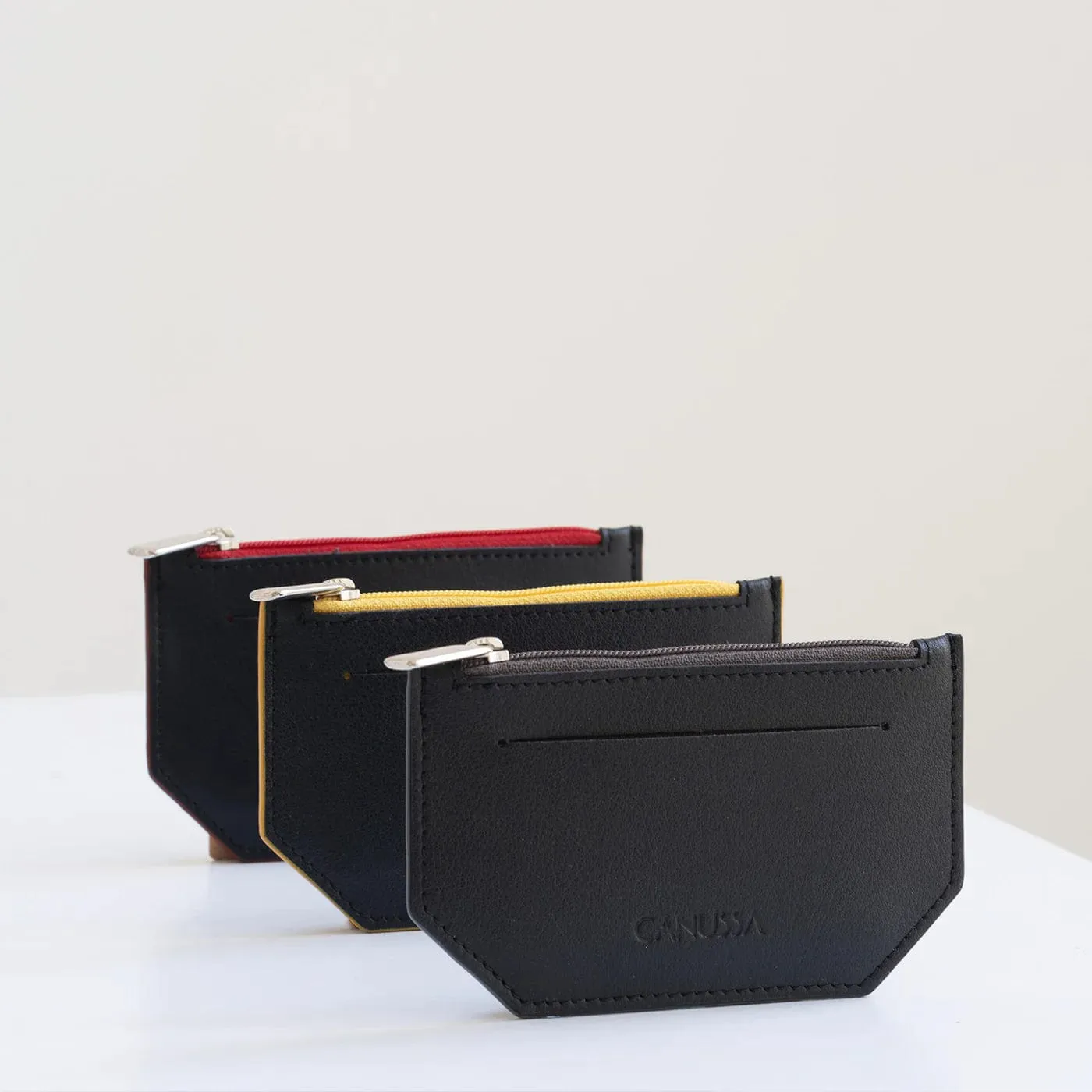 Minimal Vegan Leather Card Holder | Black & Grey