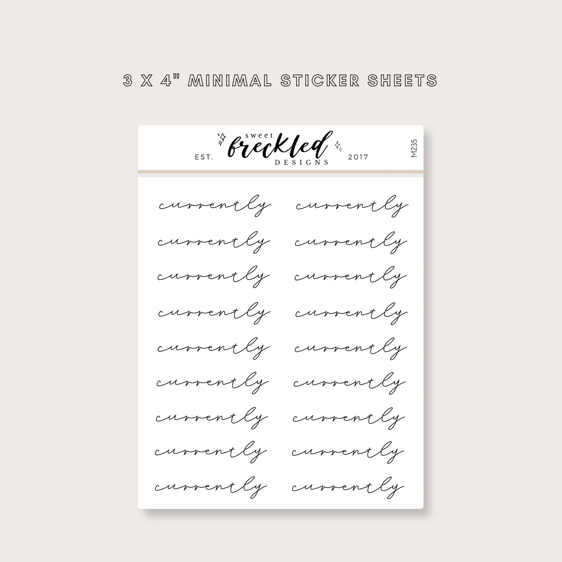 Minimalistic Script "Currently" Stickers