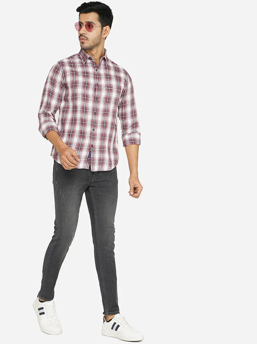 Multicolor Checked Slim Fit Semi Casual Shirt | Greenfibre