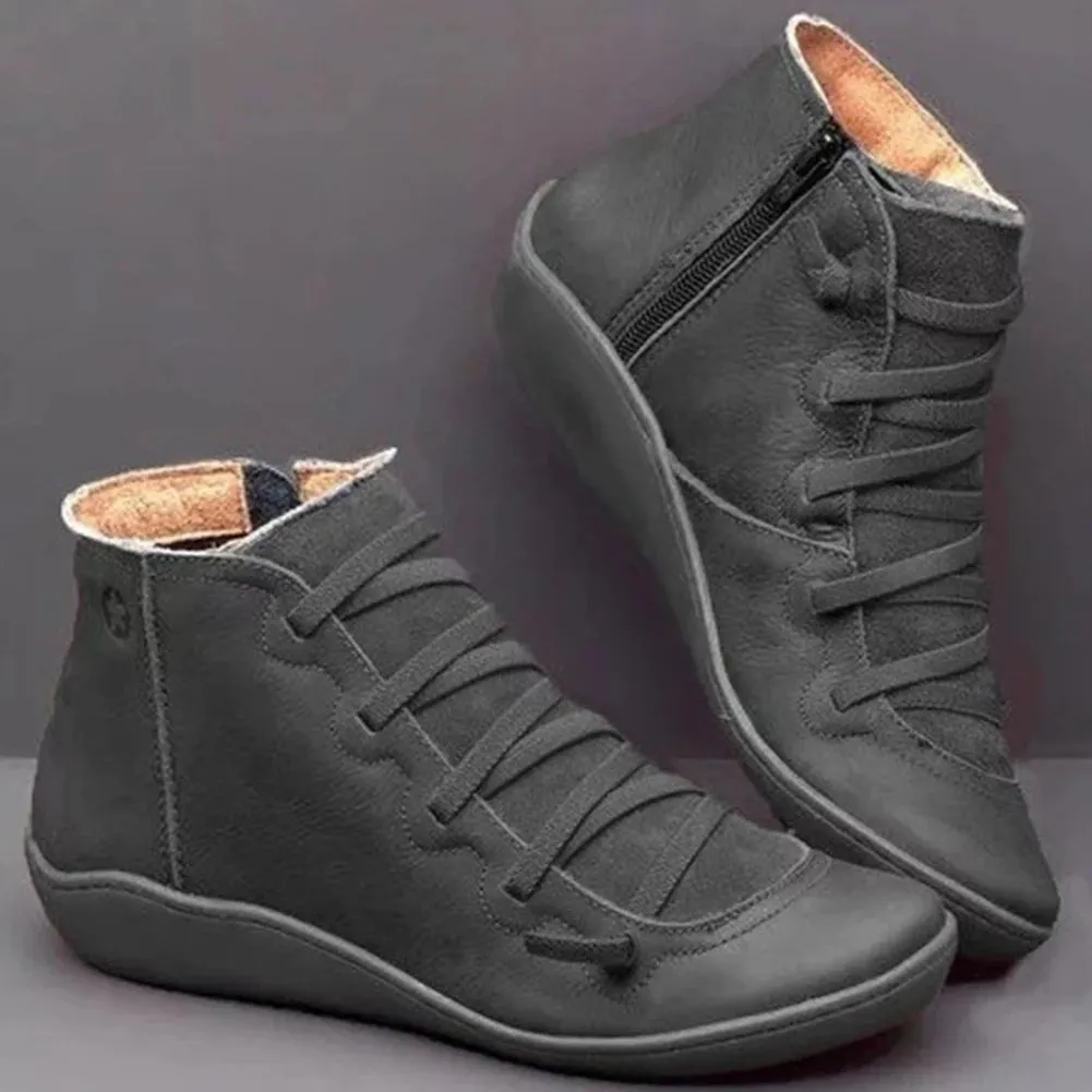 New Fashion Women Snow Boots Winter Ankle Flat Shoes Woman Short Vintage Boots Fur 2024 Female Barefoot Shoes