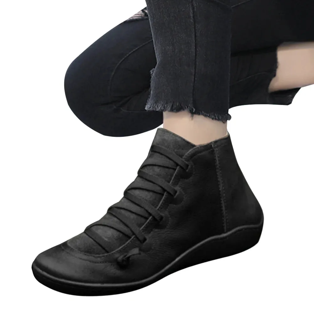 New Fashion Women Snow Boots Winter Ankle Flat Shoes Woman Short Vintage Boots Fur 2024 Female Barefoot Shoes