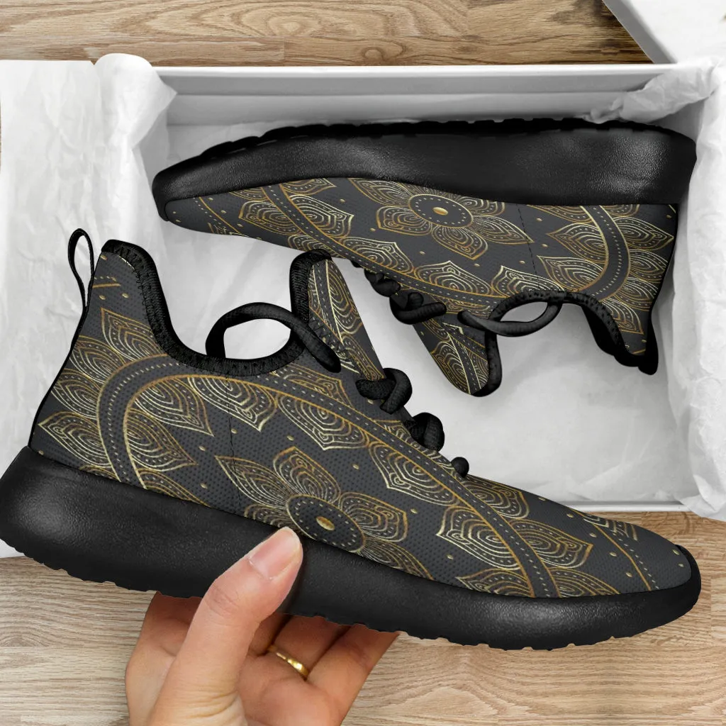 New Mesh Golden Lotus Mandala 1a black