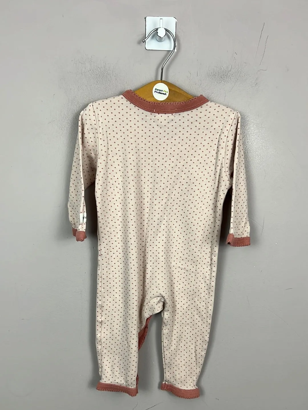 Newbie Pink Spot Footless Sleepsuit 2-4m