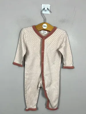 Newbie Pink Spot Footless Sleepsuit 2-4m