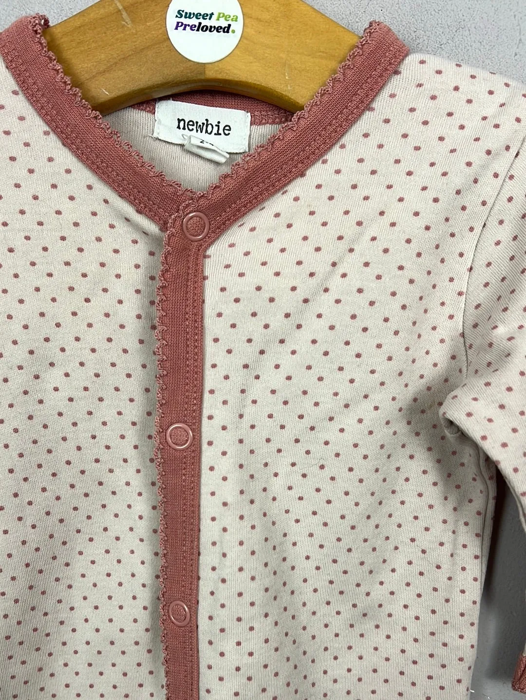 Newbie Pink Spot Footless Sleepsuit 2-4m