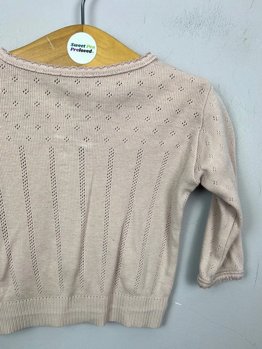 Newborn Noa Noa blush pointelle cardigan