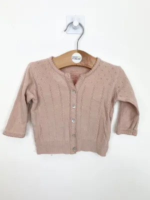 Newborn Noa Noa blush pointelle cardigan