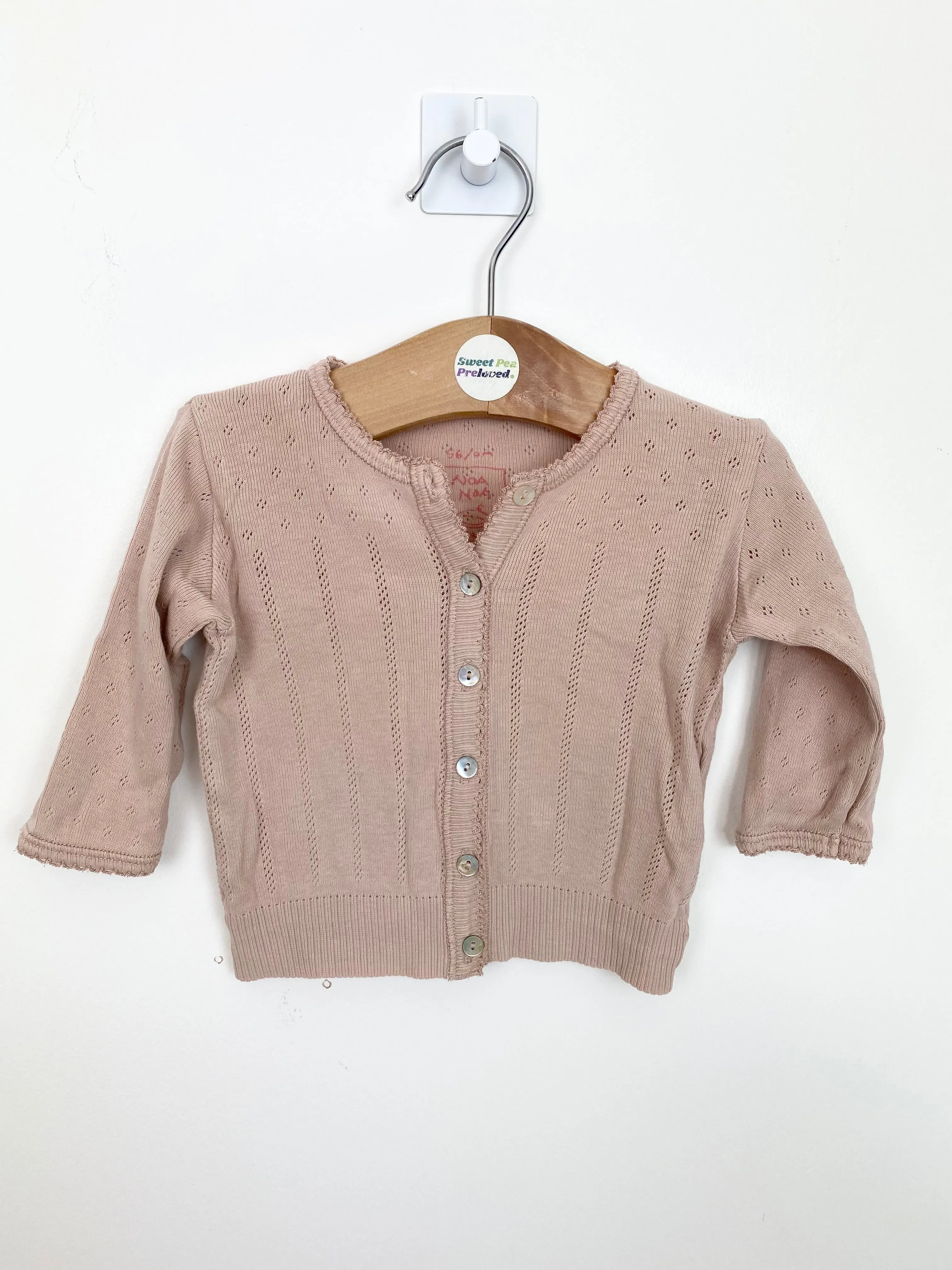Newborn Noa Noa blush pointelle cardigan