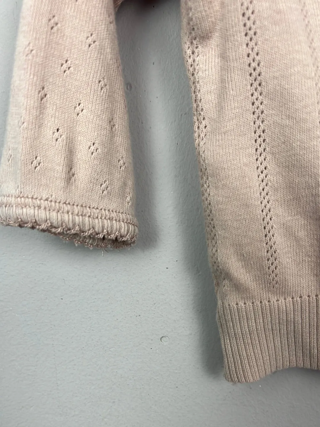 Newborn Noa Noa blush pointelle cardigan