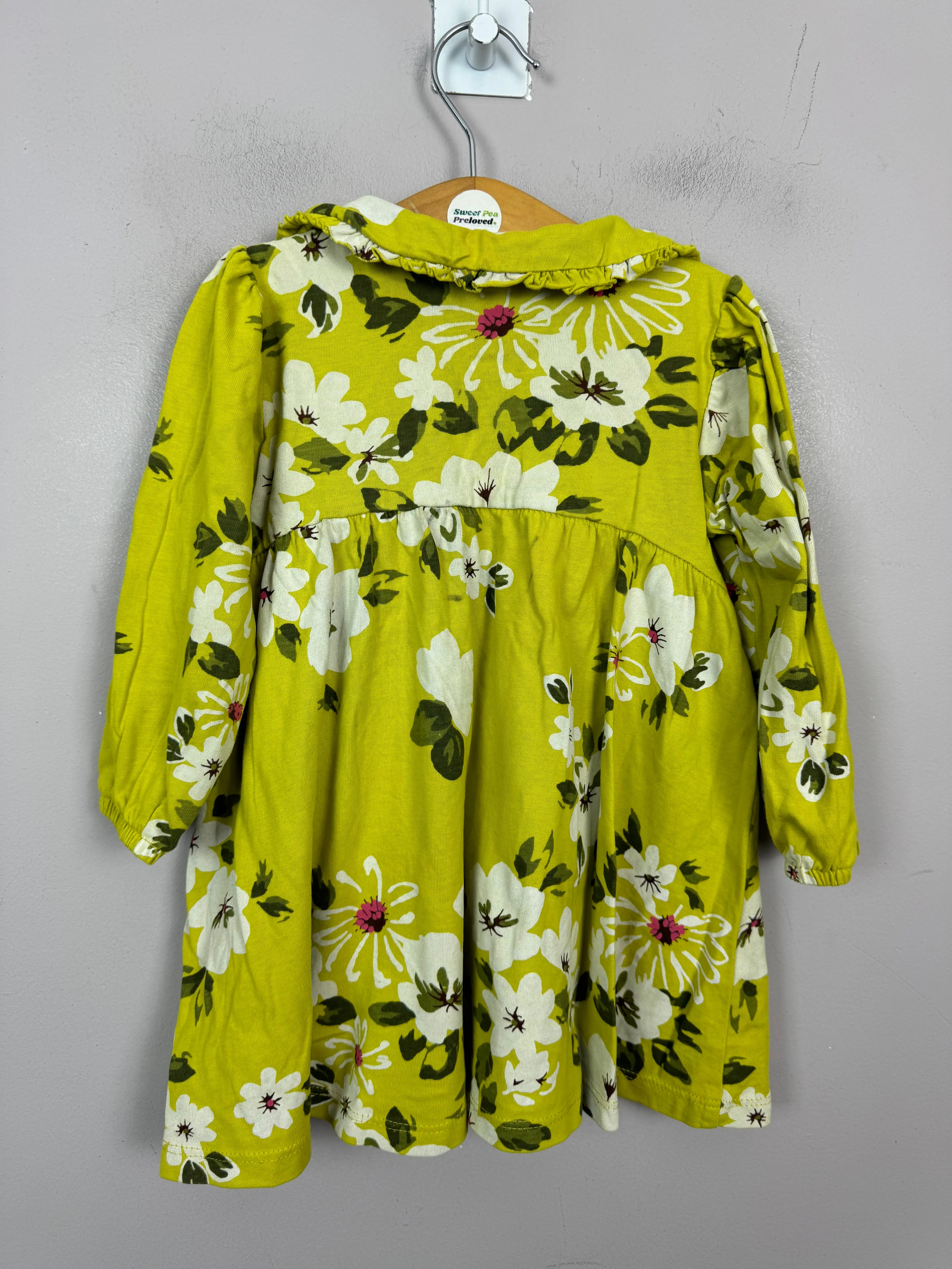 Next Lime Floral Jersey Dress 9-12m