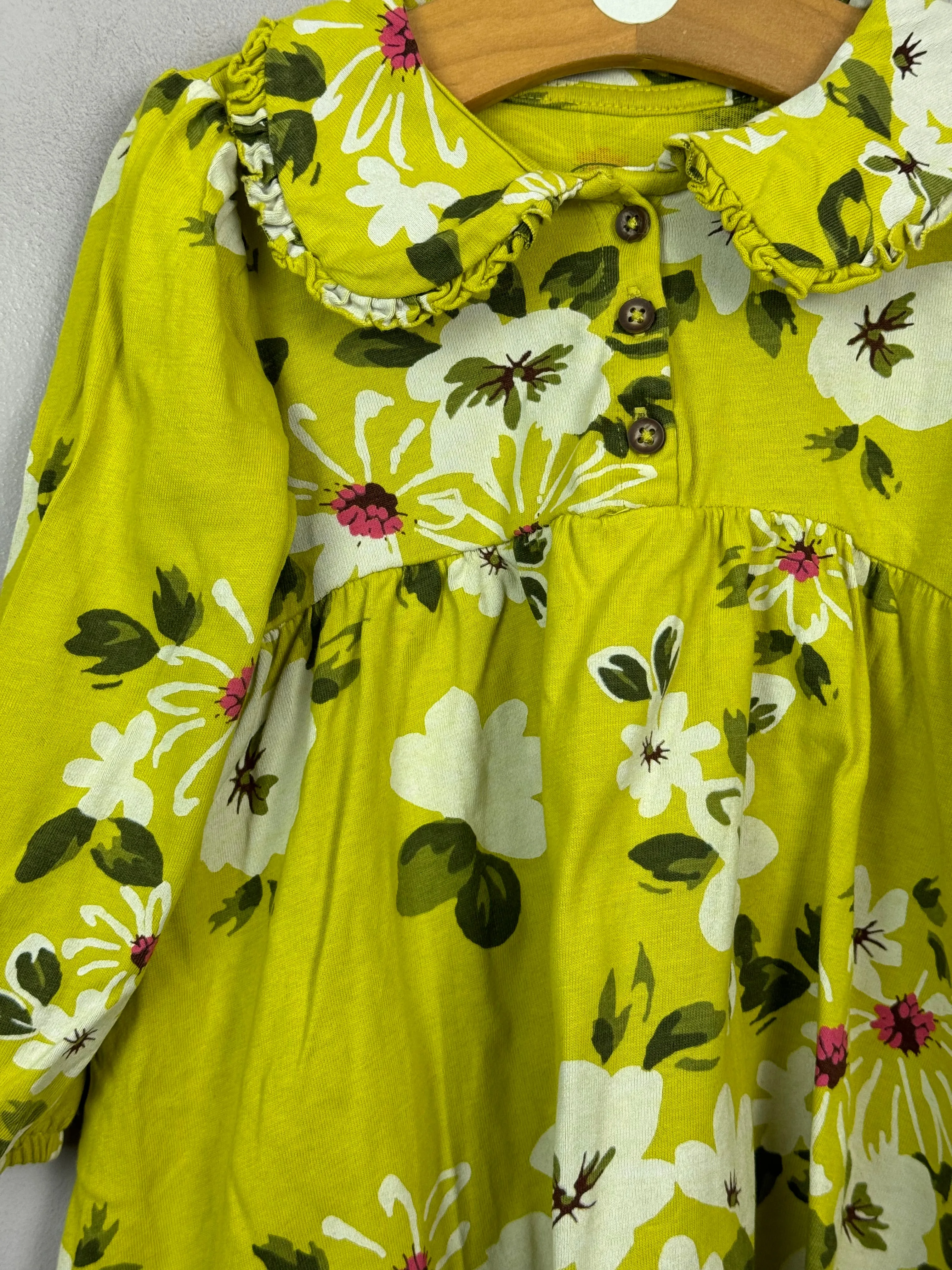 Next Lime Floral Jersey Dress 9-12m
