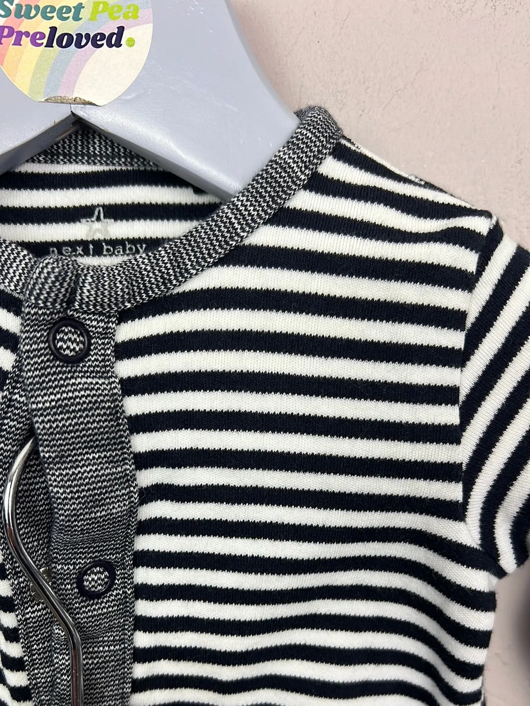 Next Racoon/ stripe sleepsuits up to 1 month