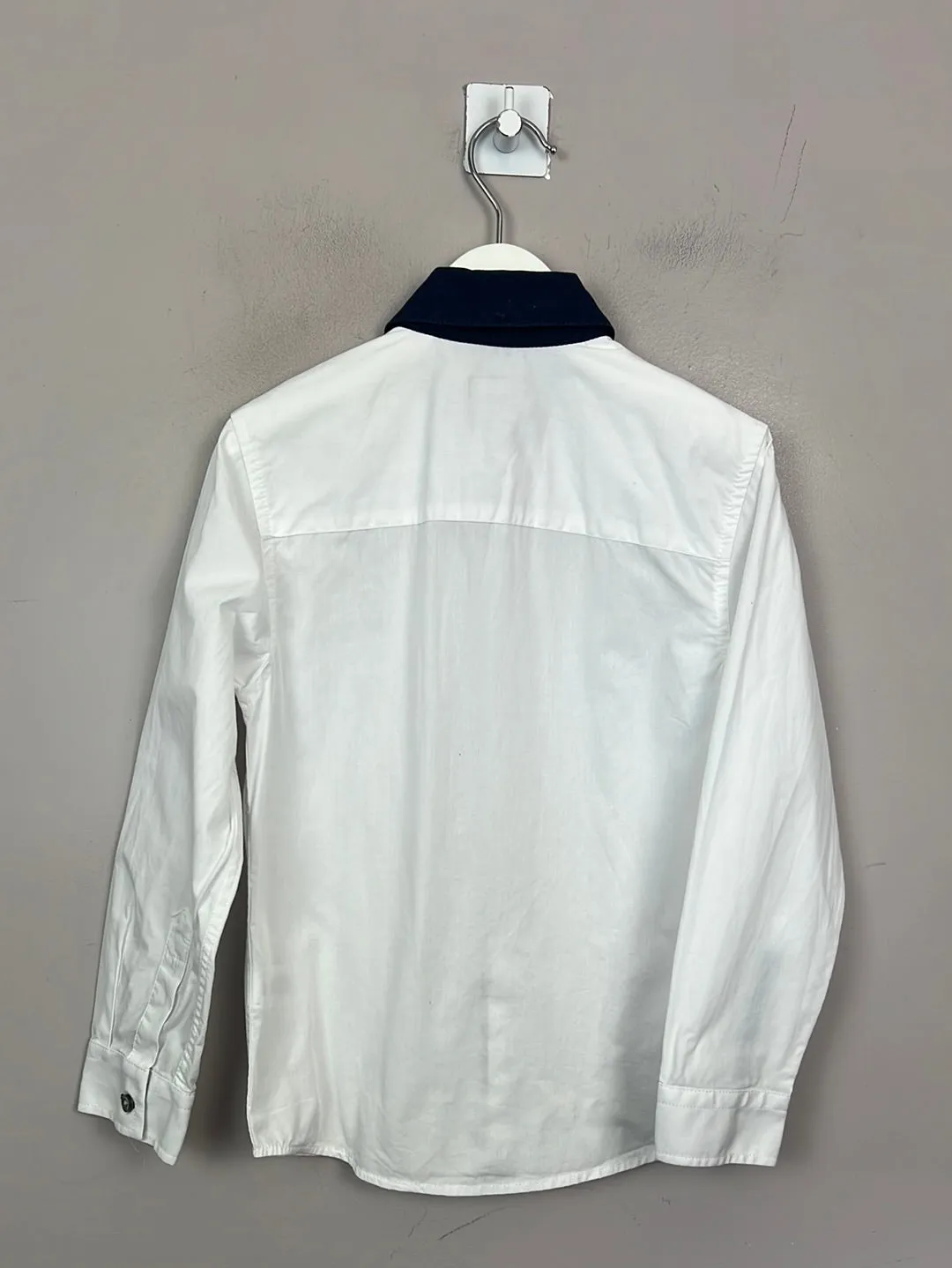 Next white formal shirt with navy collar 6y