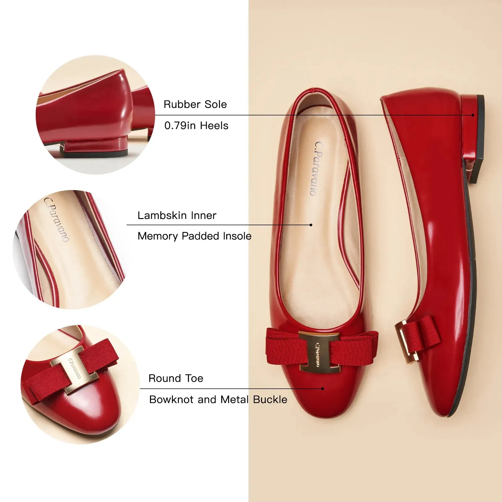 Patent Metal Buckle bow Flats (Anita)