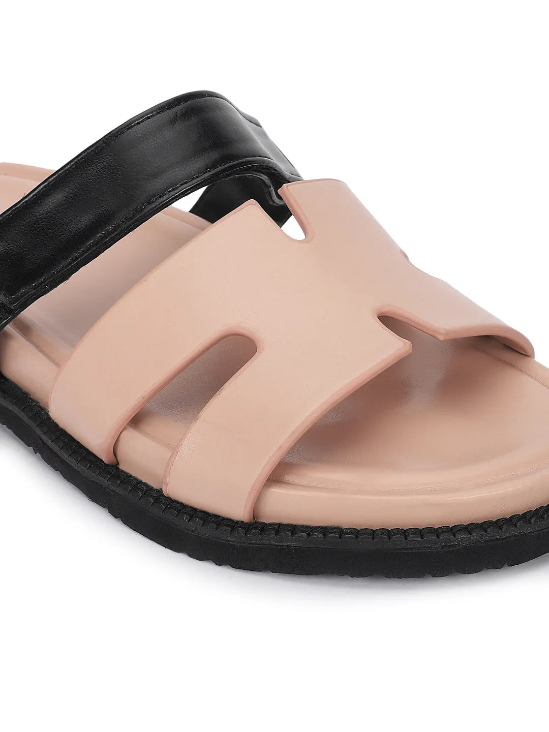 Pink Black PU Slip-On Flats (TC-ST12ORRY-PNKBLK)