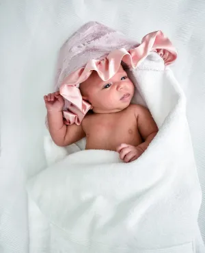Plush Hooded Bath Towel- Dusty Pink