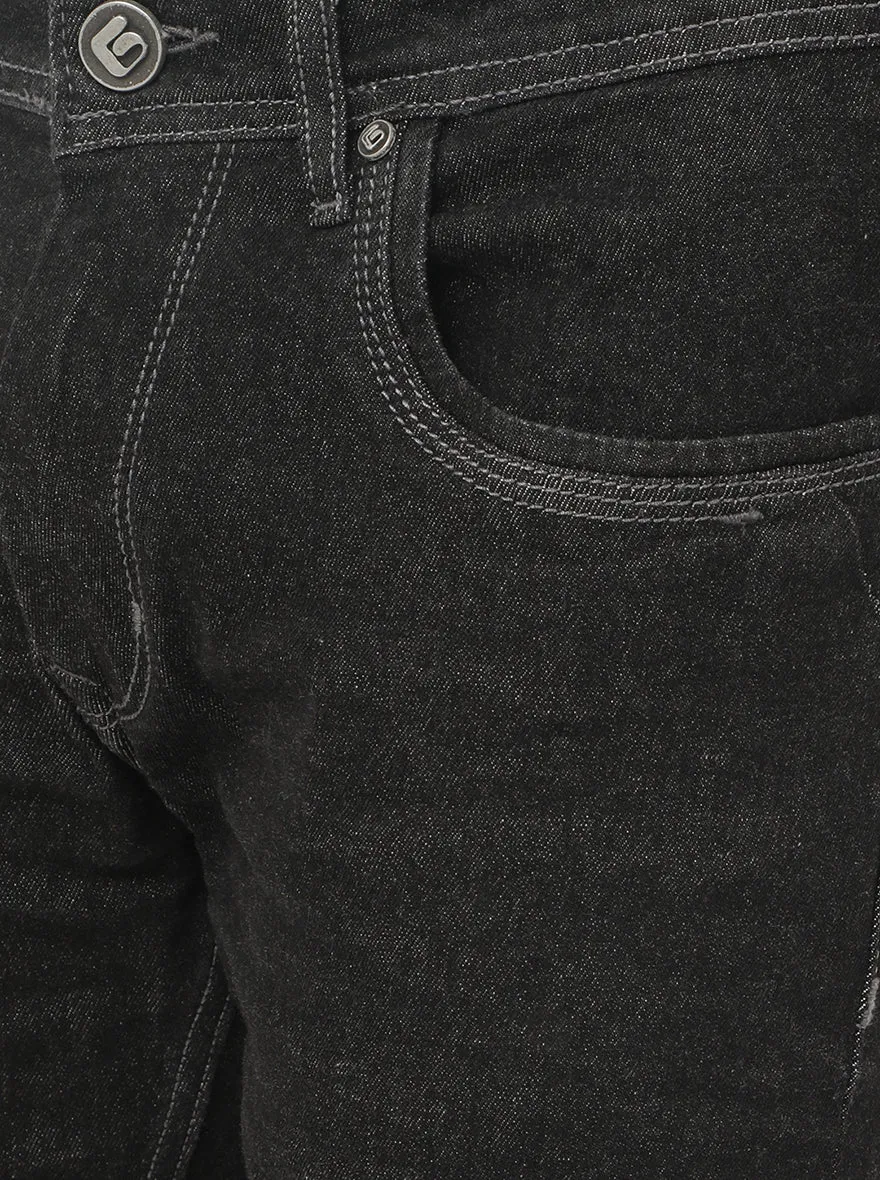 Raw Black Solid Narrow Fit Jeans | Greenfibre