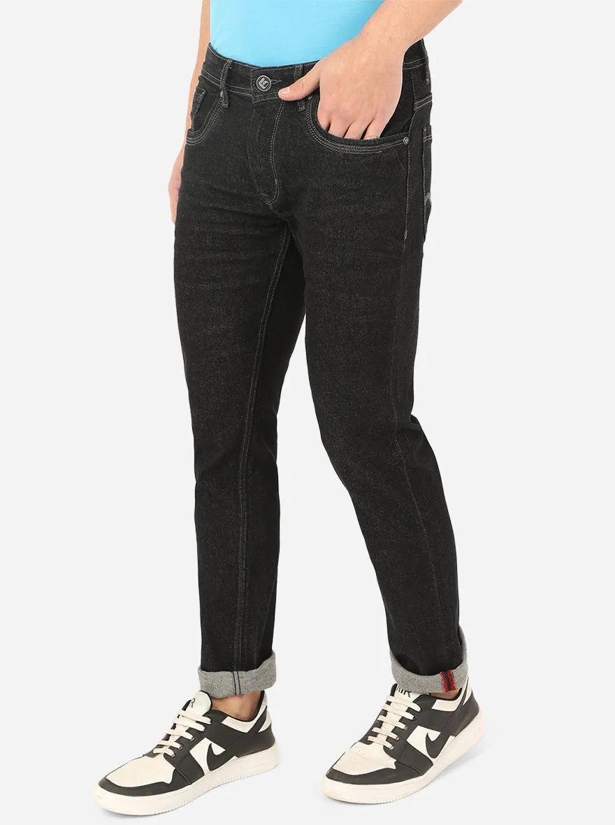Raw Black Solid Narrow Fit Jeans | Greenfibre
