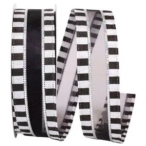 Reliant 1.5" Black & White Ticking w/ Sheer Center (25 Yards) 93884W-984-09J
