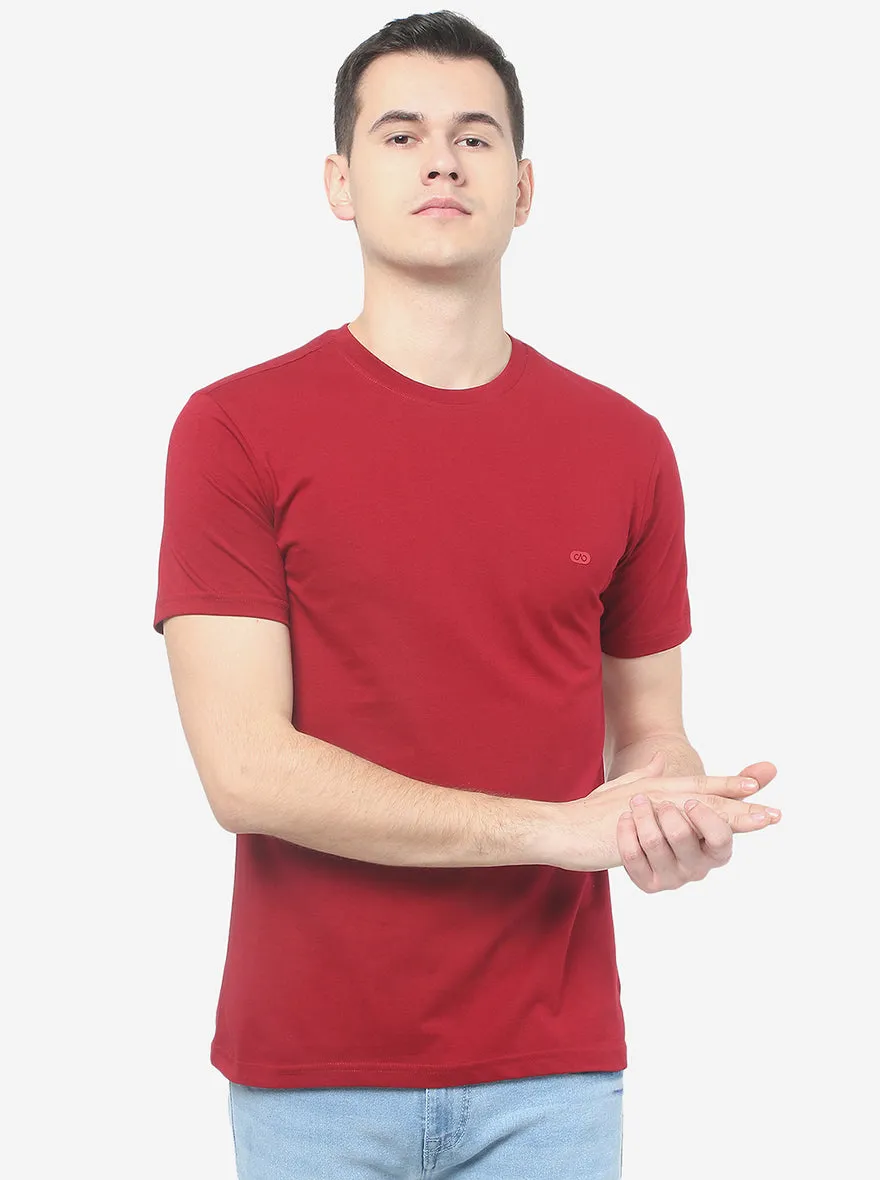 Rio Red Solid Slim Fit T-Shirt | JadeBlue