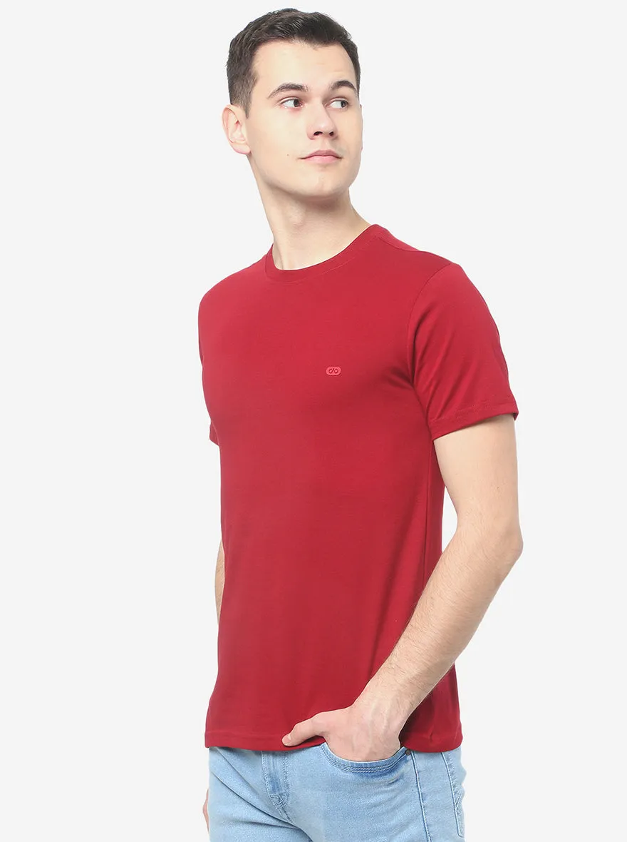 Rio Red Solid Slim Fit T-Shirt | JadeBlue