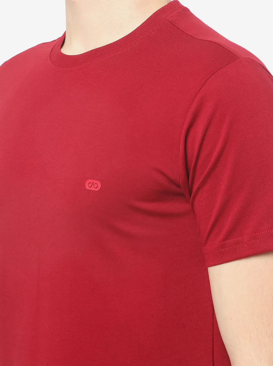 Rio Red Solid Slim Fit T-Shirt | JadeBlue