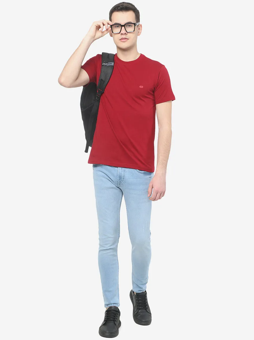 Rio Red Solid Slim Fit T-Shirt | JadeBlue