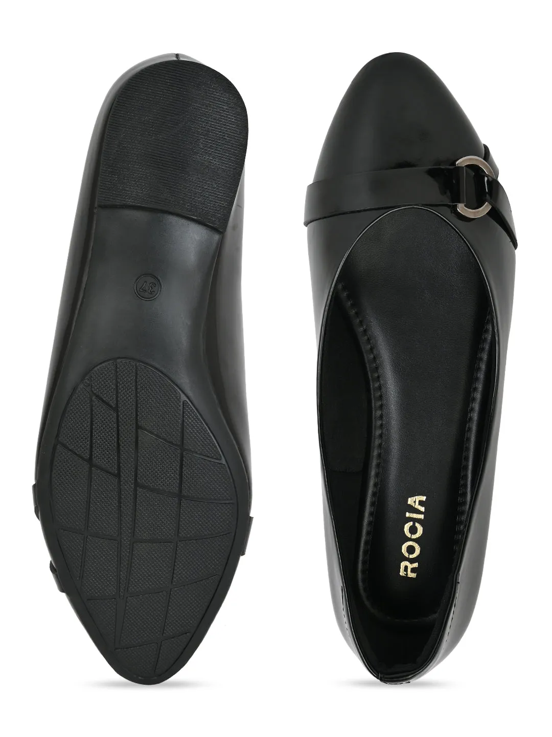 Rocia By Regal Black Women Patent Ballerinas