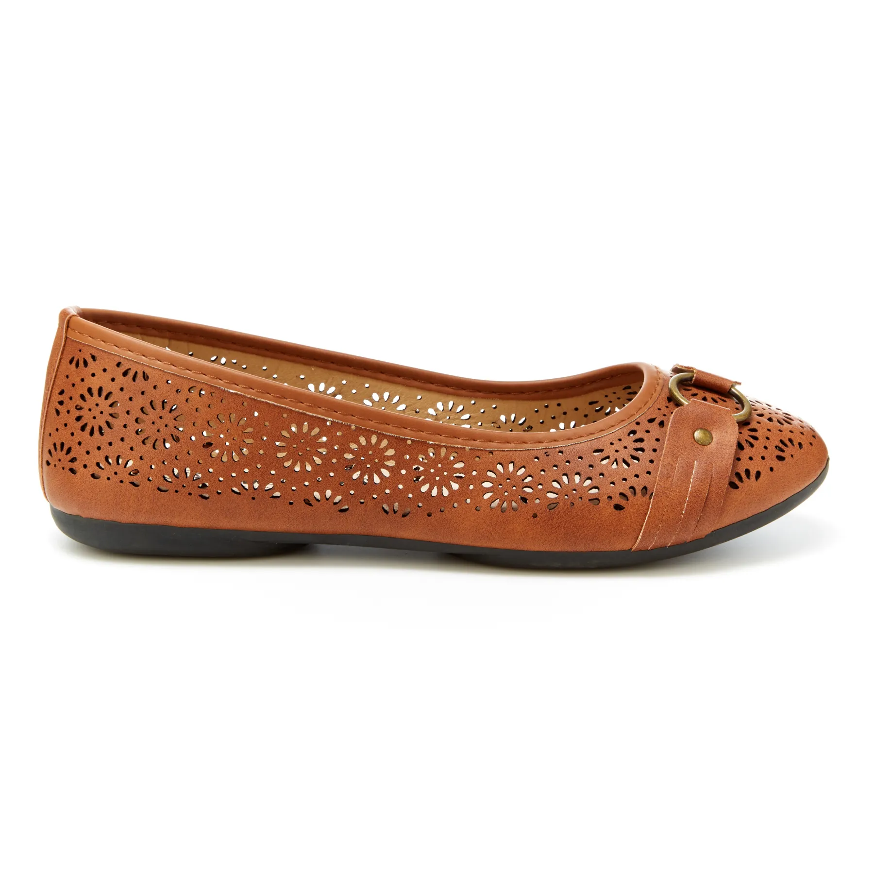 Round Toe Cut Out O-Ring Band Flats (Giovana)