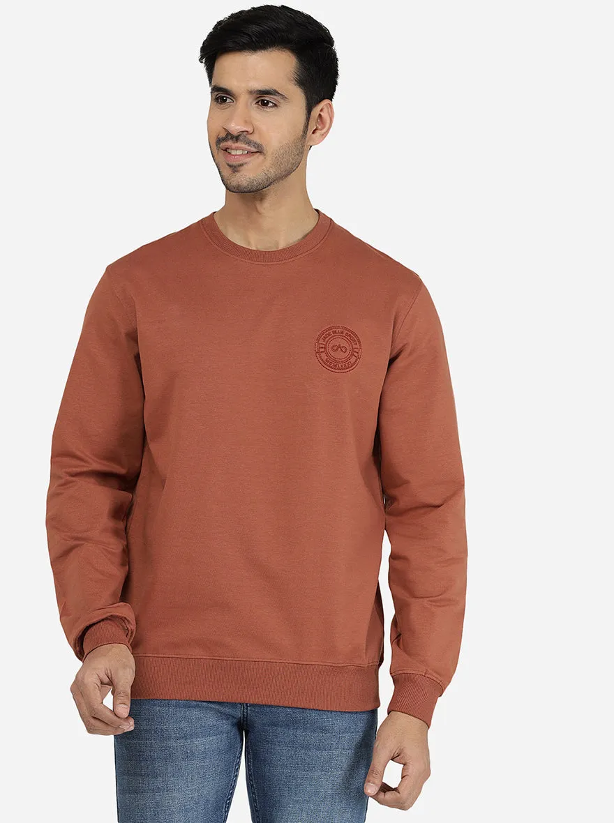 Rust Brown Solid Regular Fit Winter T-Shirt | JadeBlue