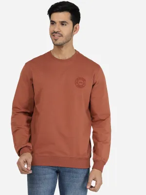 Rust Brown Solid Regular Fit Winter T-Shirt | JadeBlue