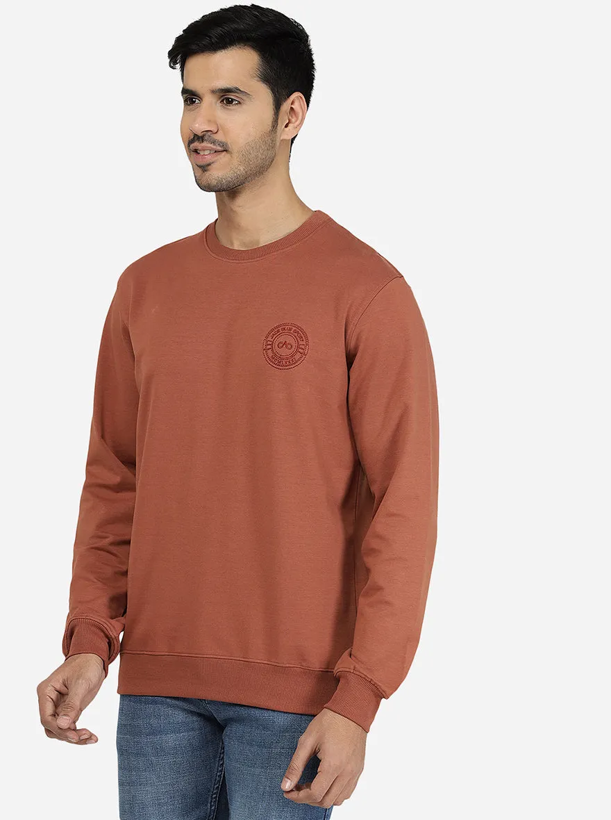 Rust Brown Solid Regular Fit Winter T-Shirt | JadeBlue