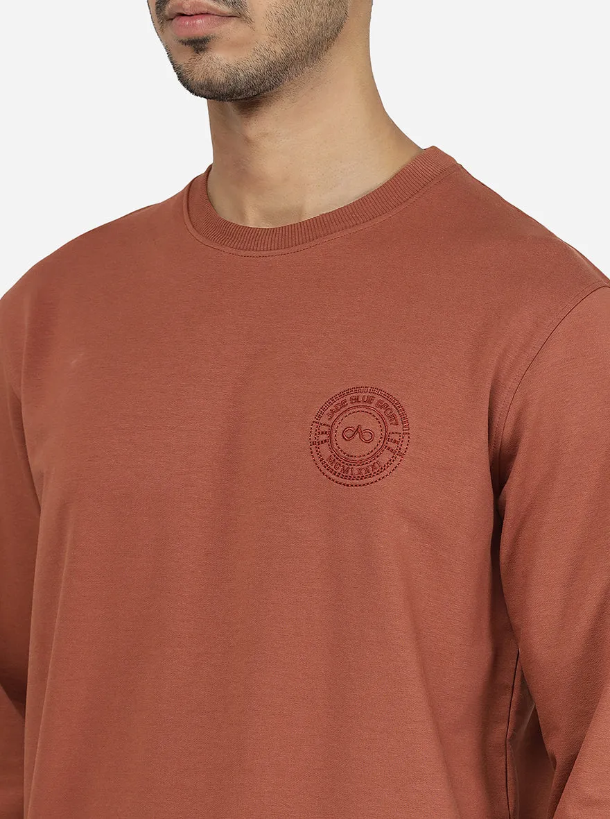 Rust Brown Solid Regular Fit Winter T-Shirt | JadeBlue