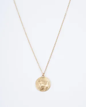 sagittarius disc necklace - yellow gold
