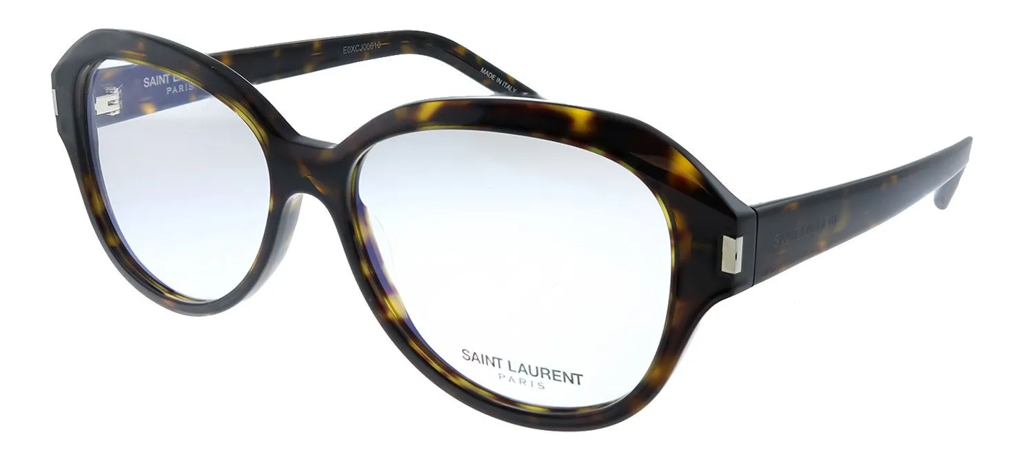 Saint Laurent SL 411 002 Oval Acetate Havana Eyeglasses with Demo Lens