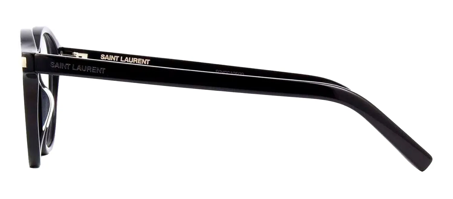 Saint Laurent SL 521 OPT 1 Round Plastic Black Eyeglasses with Logo Stamped Demo Lenses