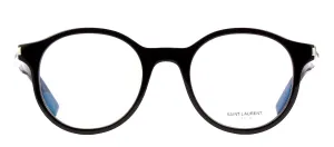 Saint Laurent SL 521 OPT 1 Round Plastic Black Eyeglasses with Logo Stamped Demo Lenses