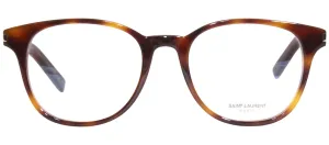 Saint Laurent SL 523O 5 Round Plastic Havana Eyeglasses with Logo Stamped Demo Lenses