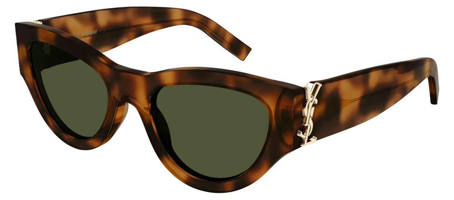 Saint Laurent SL M94 003 Cat-Eye Acetate Havana Sunglasses with Green Lens