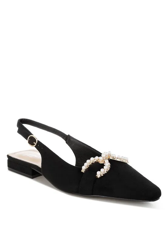 Salova Pearl-Studded Horsebit Flats for Stylish Comfort