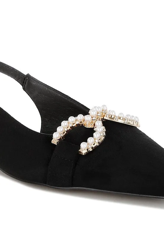 Salova Pearl-Studded Horsebit Flats for Stylish Comfort