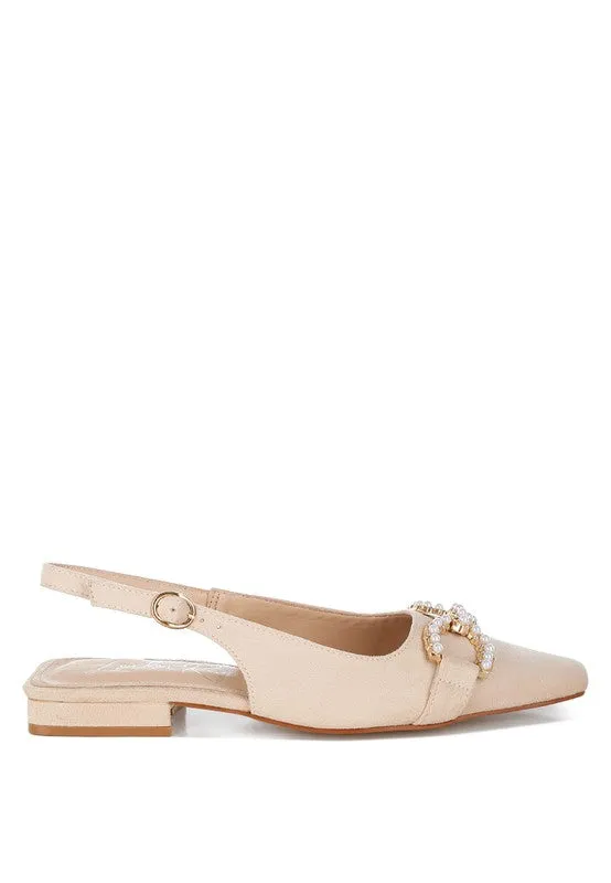 Salova Pearl-Studded Horsebit Flats for Stylish Comfort