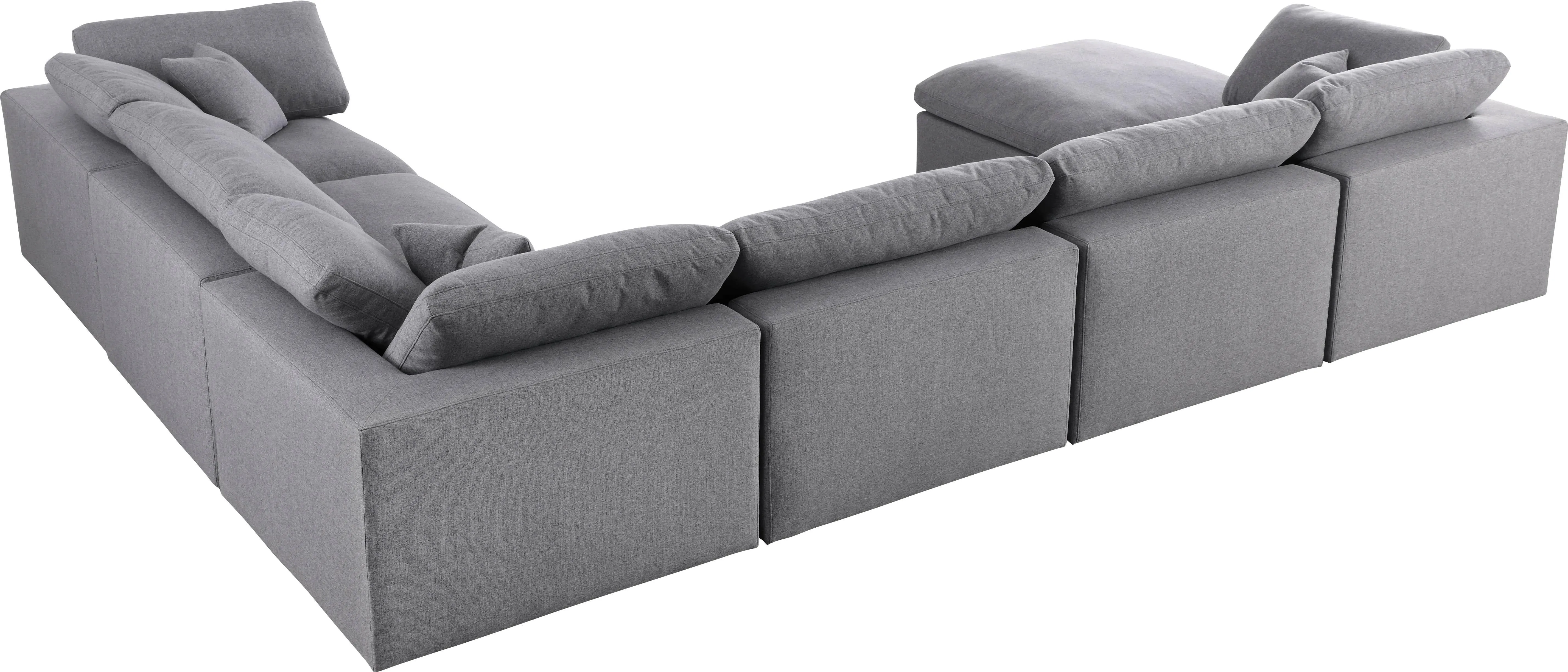 Serene Grey Linen Fabric Deluxe Cloud Modular Sectional