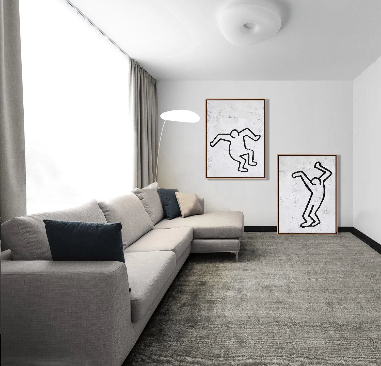 Set of 2 Minimal Painting Dancing Man P86