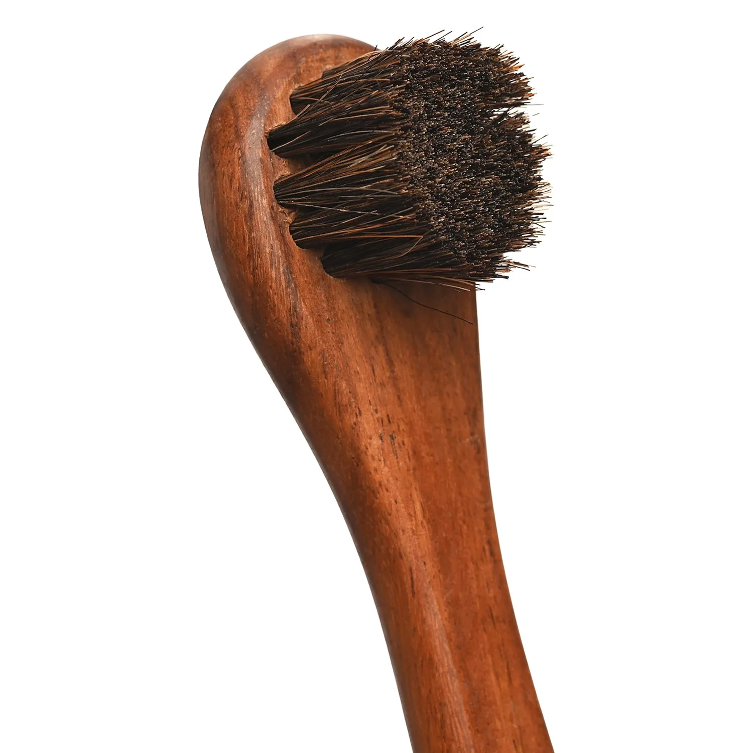 Shoe Mistri 100% Horsehair Curved Shoe Application & Horse Hair Brush Combo with Concave Handle for Premium Grip - Suitable for Brushing, Buffing and Shining