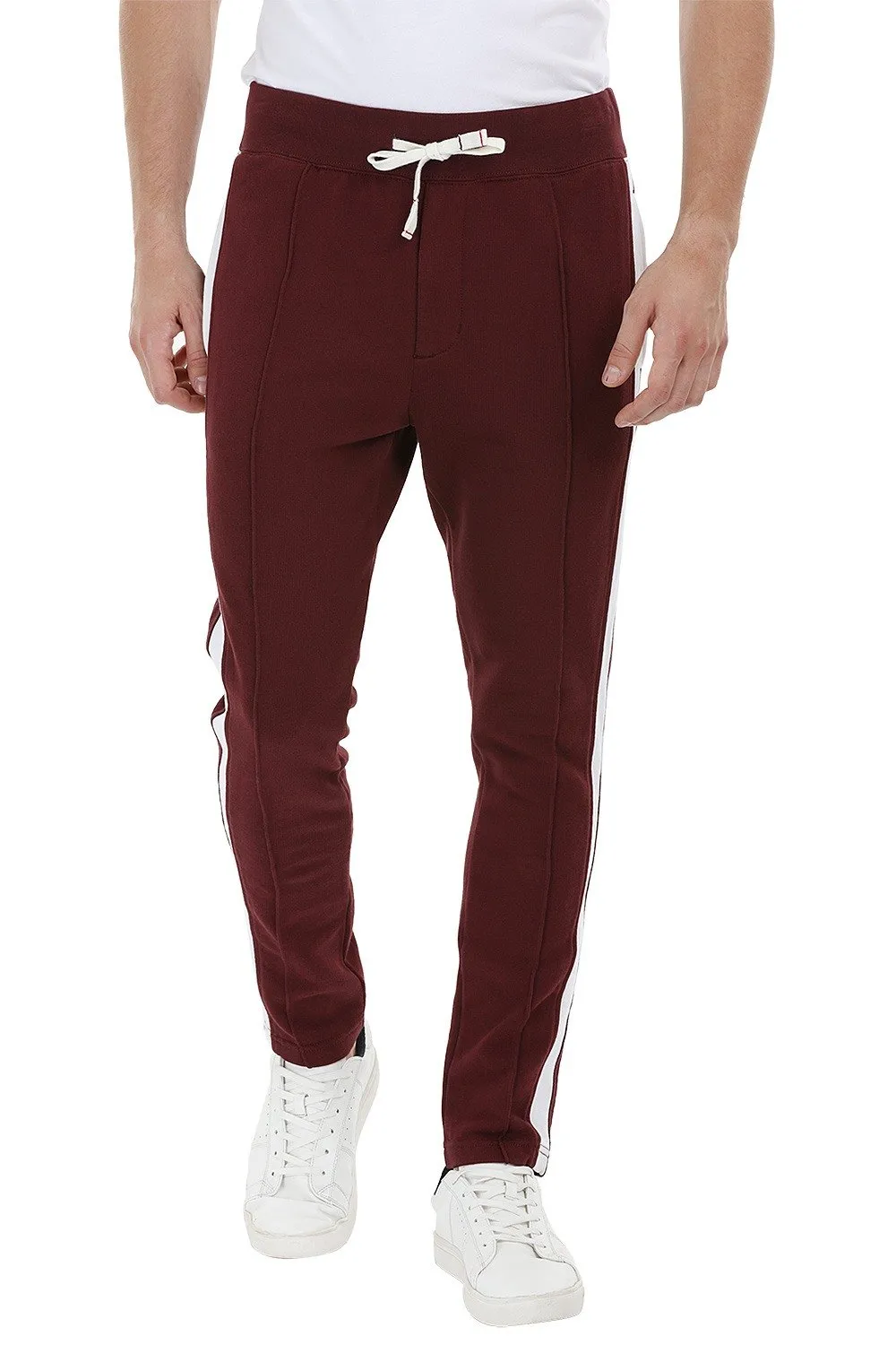 Side Colorblock Maroon Sweatpants