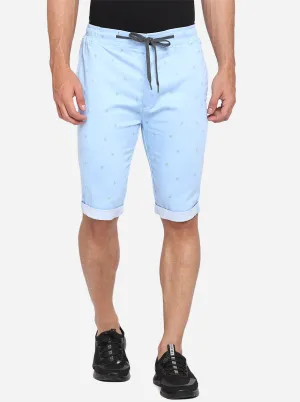 Sky Blue Printed Regular Fit Capri | JadeBlue